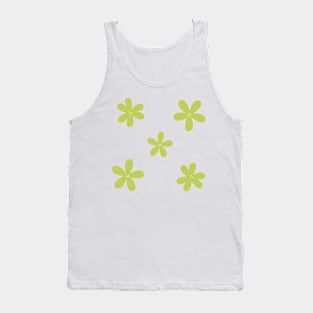 Minimal Abstract Flowers - Lime Green Tank Top